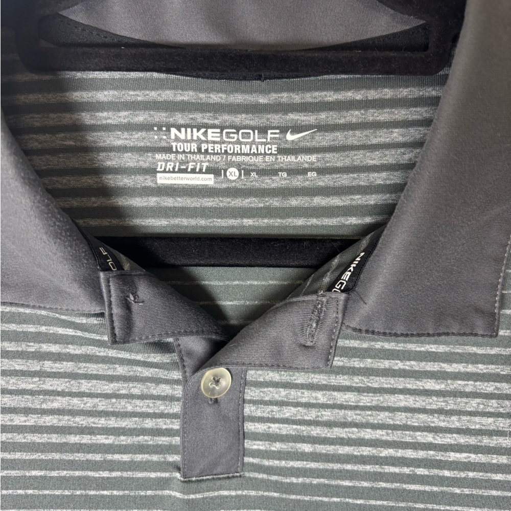 Nike Golf Tour Performance Dri-Fit Gray Striped Polo Shirt Men Size XL - Picture 2 of 15